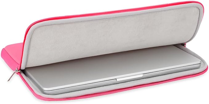 RAINYEAR 13 Inch Laptop Sleeve Compatible with 13.3" MacBook Air/Pro M1 M2 M3 M4 A3240 A3113 A2681 A2337 A1932 A2179 A2338 A1706 A1708 Carrying Protective Cover Soft Case(Bright Pink,Upgraded Version)