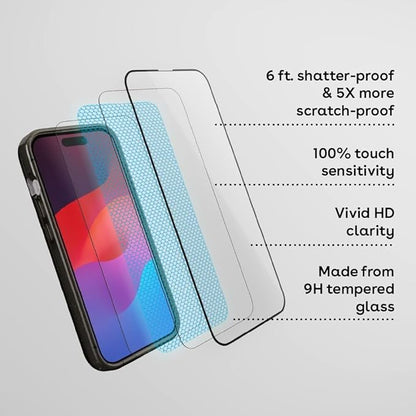 CASETiFY Impact HD Screen Protector [Strengthened 9H aluminosilicate glass, applicator included] for iPhone 15 Pro Max