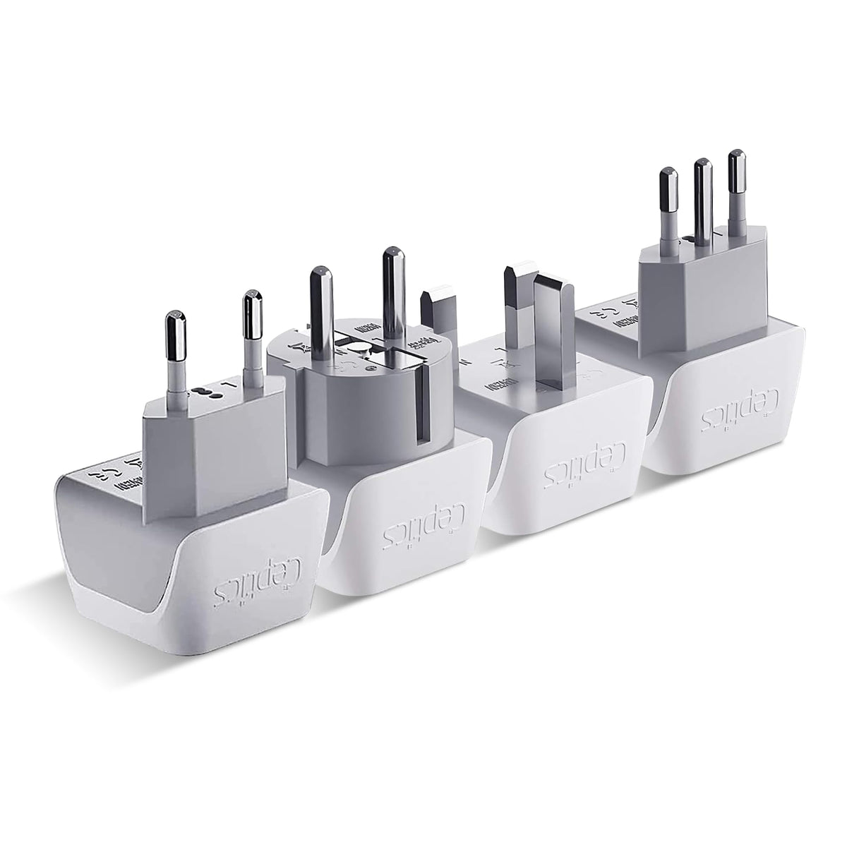 Ceptics European Plug Adapter 4 Pack Set, USA to Europe, Italy, Germany, England, Spain, Italy, Iceland, France (Type C, E/F, G, L) - for Your Cell Phones, Tablets, iPhone, Camera (CT-EU-4SET)