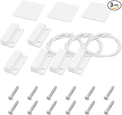 3Pcs Magnetic Reed Switch Wired Surface Mount Normally Open NO Contact Sensor Alarm Magnetic Door Switch with 2 Wires, ABS, MC-38