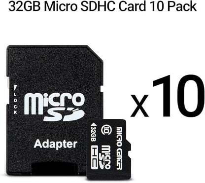 Micro Center 32GB Class 10 MicroSDHC Flash Memory Card 10 Pack with Adapter for Mobile Device Storage Phone, Tablet, Drone & Full HD Video Recording - 80MB/s UHS-I, C10, U1 (10 Pack)