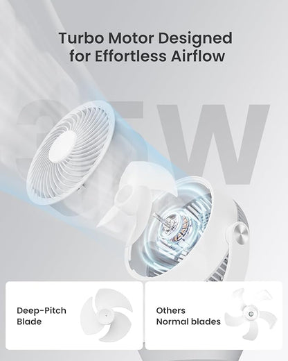 Fan for Bedroom, 13" Air Circulator Fans with Remote, 120°Vertical Manual +90°Oscillating Desk fan, 60ft Powerful Airflow, Portable Fan With 4 Speeds, 4 Modes, 12H Timer, 25dB Quiet Smallfan (White)