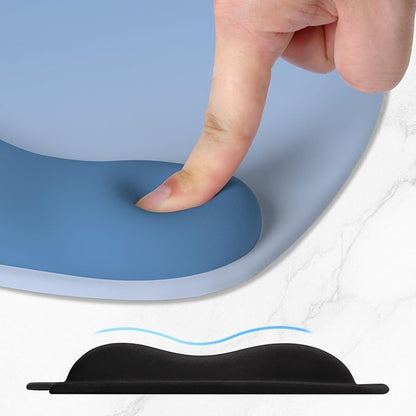 ITNRSIIET Ergonomic Mouse Pad, Cushioned Gel Wrist Rest, Non-Slip Base, Smooth Surface, Compatible with All Mice for Office & Gaming, Desk Accessory, 9.5 x 8.2 inch, Gradient Blue Ombre