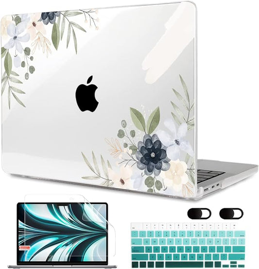 MEEgoodo Case for M5/M4/M3/M2 MacBook Air 13 inch 2026 2025 2024 2022, Fit Model A3449/A3240/A3113/A2681, Case Compatible with MacBook Air 13.6-inch, Vintage Floral