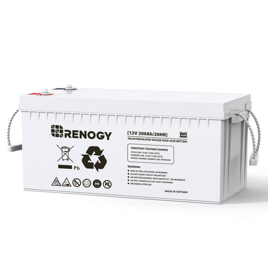 Renogy 12 Volt 200Ah Deep Cycle AGM Battery, Lead Acid Solar Battery
