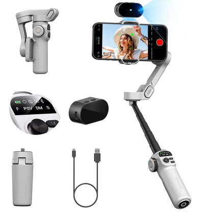 AOCHUAN Gimbal Stabilizer for Smartphone,NO APP Tracking,20CM Extension Rod,Face & Object Tracking stabilizer for iPhone & Android,3-Axis OLED Gimbal for Video Recording-AOCHUAN Smart X2AI Black