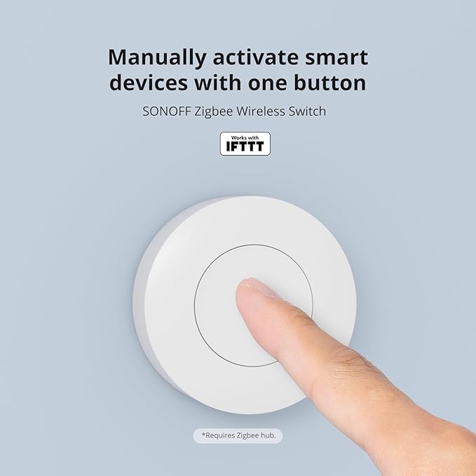 SONOFF Zigbee Switch, SNZB-01P Wireless Push Button, Supports to Create Smart Scenes, Trigger The Connected Devices on eWelink APP with Three Control Options, SONOFF ZigBee Bridge Required, 1Pack