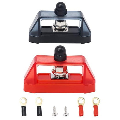 Recoil S1P-516 Busbar Single 5/16” Studs Power Distribution Block Bus Bar with Ring Terminals Pair
