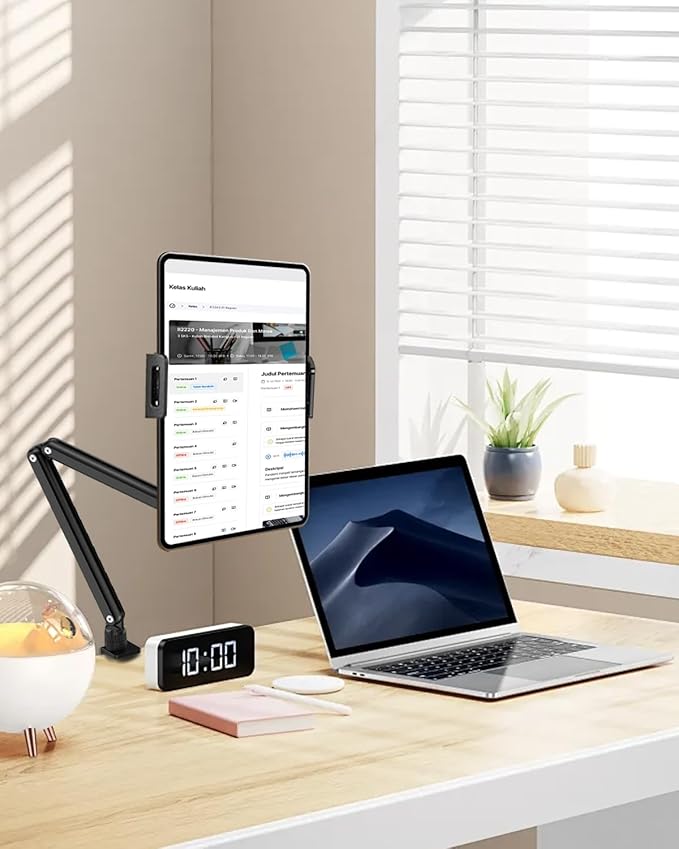 Tablet Stand for iPad, Aluminum Multi-Angle Adjustable Tablet Holder, Heavy-Duty Metal Base for Desk, Compatible with 5.1''-13'' iPad Pro, Surface, Kindle, Tablets, Portable Monitors and More (ZMXBZJ)