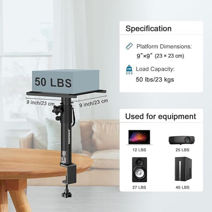 Set of 2 Studio Monitor Stands Desktop Speaker Stands Height Adjustable 12" to 18" Speaker Stands with Desk Clamp