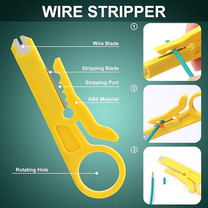 Delgada rj45 Crimp Tool with 50pcs Pass Through Connectors, for Cat6 Cat5e Cat5 Crimping Tool Kit, 50PCS Connectors, Network Cable Tester and Wire Stripper Included, for RJ45/RJ12 Regular
