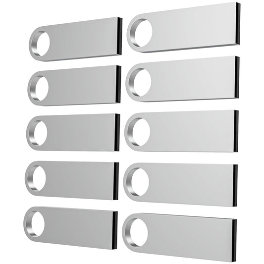 ABLAZE 8GB Flash Drive 10 Pack, Metal USB 2.0 Thumb Drives with Keychains