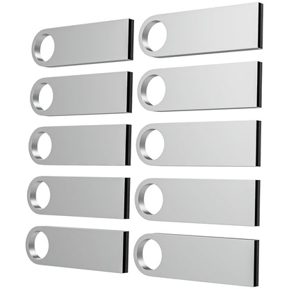 ABLAZE 8GB Flash Drive 10 Pack, Metal USB 2.0 Thumb Drives with Keychains