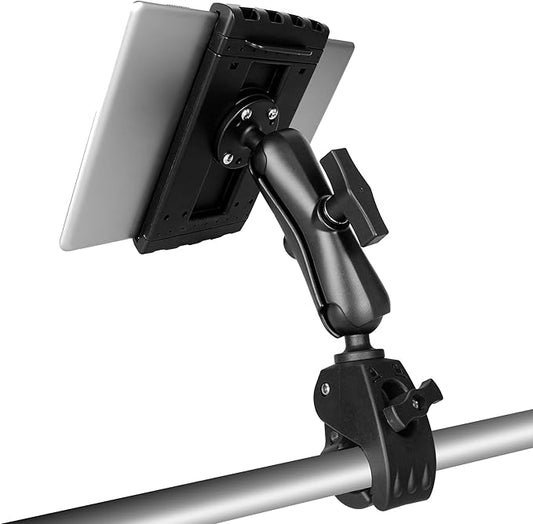 Velpaw Aluminum iPad Tablet Mount Holder, Kitchen Tablet Holder for UTV/Desk/Chair/Fitness Bike/Mic Stand/Fitness Bike/Road Mountain Bicycle, 360° Adjustable Clamp Compatible with 7.5''-13'' iPad