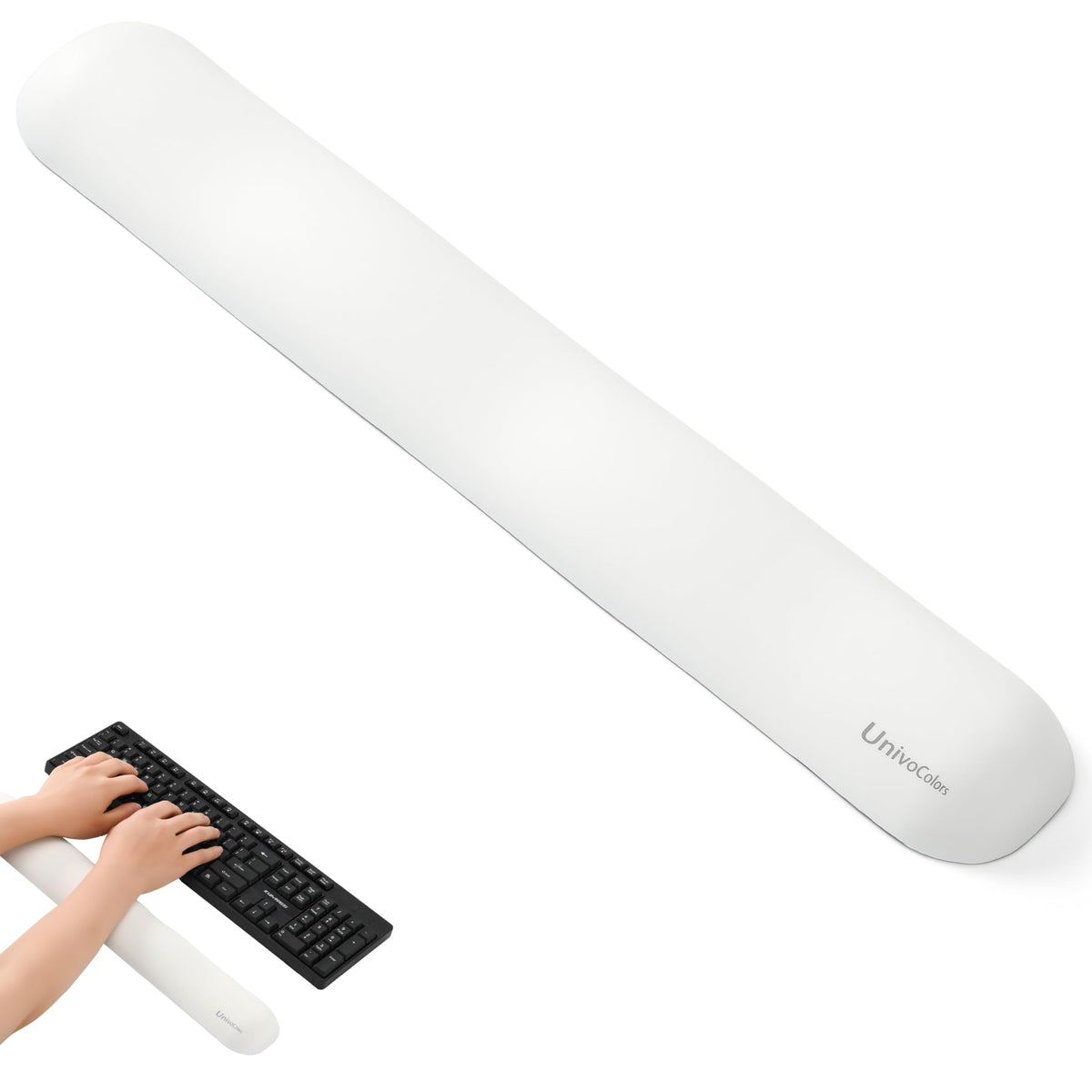 UnivoColors Design-Wave Wrist Rest, Artificial Sheepskin+Memory Foam+Ergonomic+Anti-Slip Gel, Resilience Support During Work and Gaming,Mouse Accessory,White