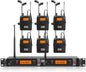 XTUGA RW2080 Wireless in Ear Monitor System 6 Bodypacks UHF IEM System, Dual Channel Mono Design Stage Monitors Earphone with 40 Frequencies, 300Ft for Band, Studio or Musicians, 902-928mhz