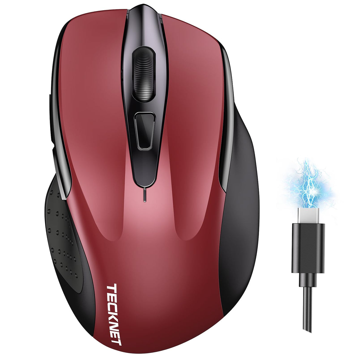 TECKNET Wireless Mouse, BT 5.0/2.4G, Rechargeable 6-DPI Silent, Blue