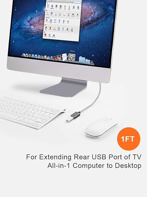 CableCreation Short USB 3.0 Extension Cable 1FT, USB 3.0 A Male to Female Extension Cable Extender Cord for VR, PlayStation, Keyboard, Printer, Space Gray 0.3M