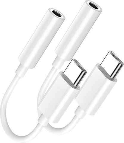 USB Type C to 3.5mm Female Headphone Jack Adapter 2 Pack, USB C to Aux Audio Dongle Cable Cord Compatible with iPhone 16 15 Series, S24/S23 Ultra, iPad Pro, MacBook, Pixel XL More Type-C Devices
