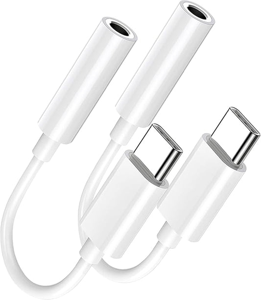 USB Type C to 3.5mm Female Headphone Jack Adapter 2 Pack, USB C to Aux Audio Dongle Cable Cord Compatible with iPhone 16 15 Series, S24/S23 Ultra, iPad Pro, MacBook, Pixel XL More Type-C Devices