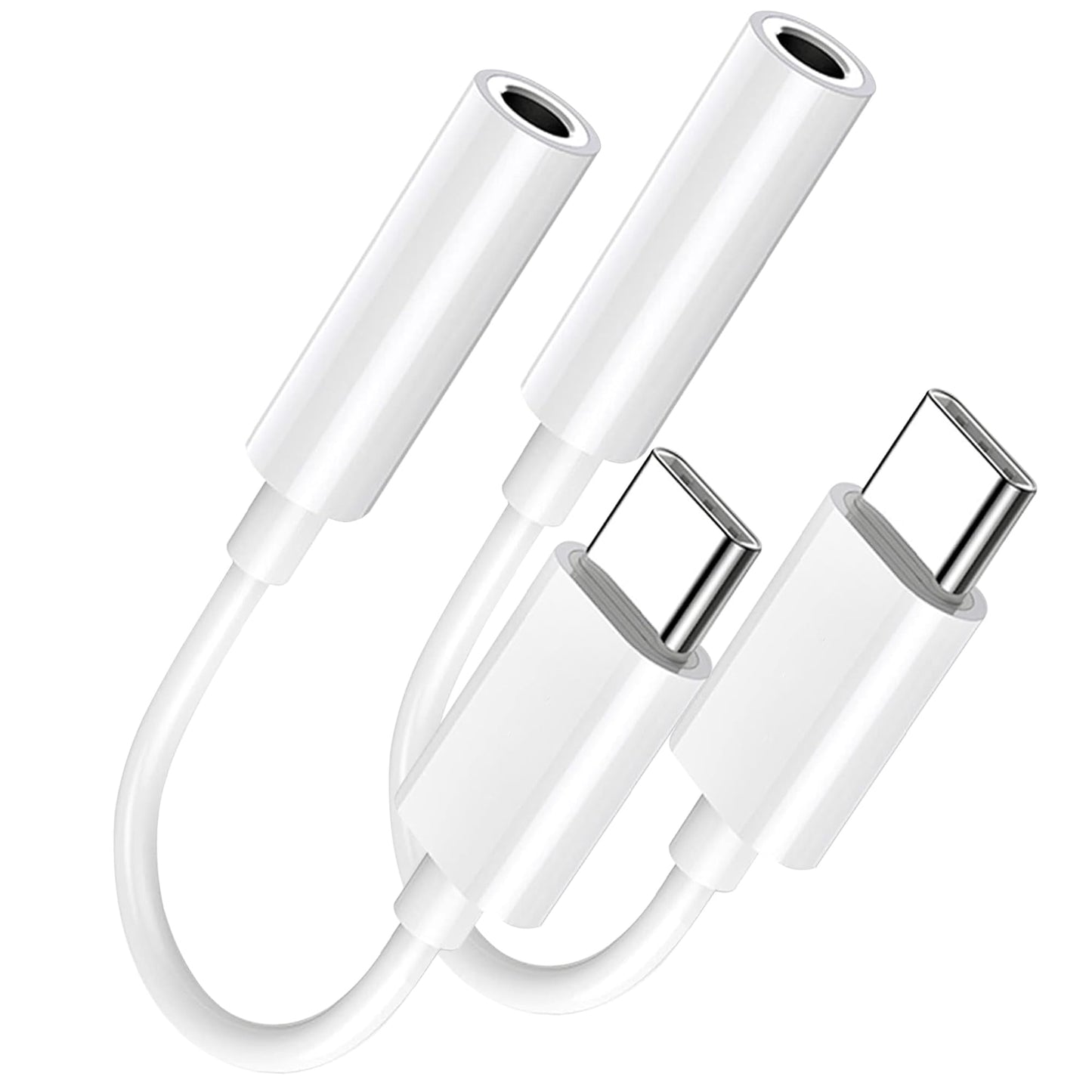 USB Type C to 3.5mm Female Headphone Jack Adapter 2 Pack, USB C to Aux Audio Dongle Cable Cord Compatible with iPhone 16 15 Series, S24/S23 Ultra, iPad Pro, MacBook, Pixel XL More Type-C Devices