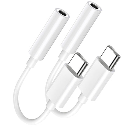 USB Type C to 3.5mm Female Headphone Jack Adapter 2 Pack, USB C to Aux Audio Dongle Cable Cord Compatible with iPhone 16 15 Series, S24/S23 Ultra, iPad Pro, MacBook, Pixel XL More Type-C Devices