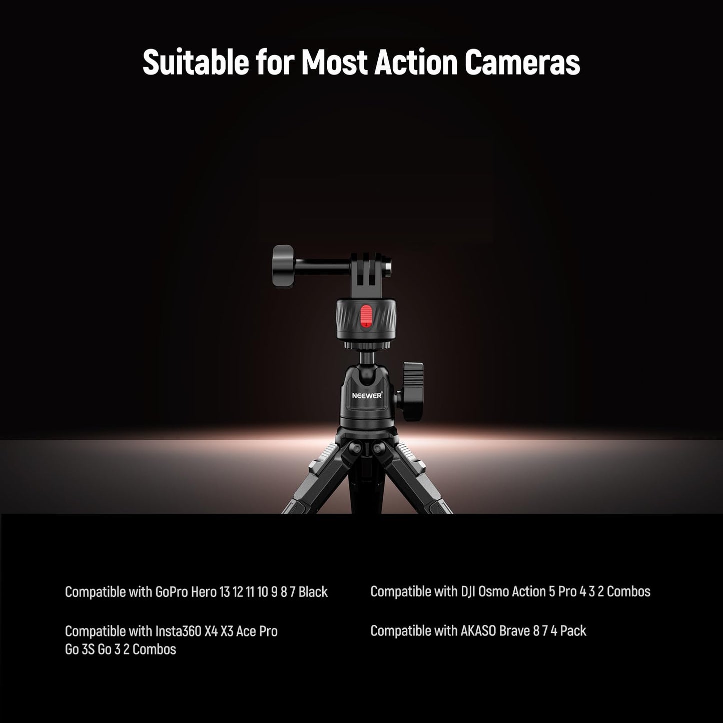 NEEWER Magnetic Action Camera Mount Kit, Compatible with GoPro Hero 13 12 11 Max DJI Osmo Action Insta360, ABS Magnetic Quick Release Mount for POV Shots, GP-24
