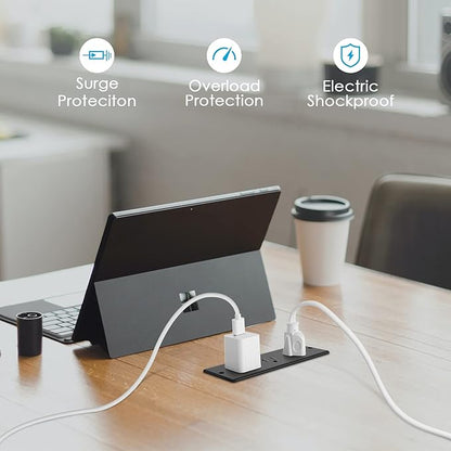 Conference Recessed Power Strip Waterproof,Table Power Outlet,Furniture Flush Mount Desk Outlet Station,3 Outlets,IPX6 Waterproof,10FT Extension Cord Multiple Outlet (Black)
