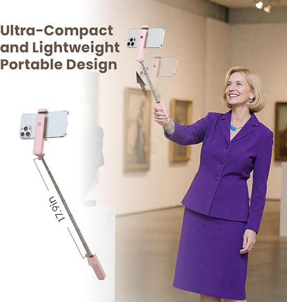 MQOUNY Phone Tripod, Portable Selfie Stick with Remote,Pocket Size Selfie Stick for iphone，Mini Travel Compact Phones Selfie Sticks with Phone Holder for Content Creation/Vlog/Video Record/Live Stream