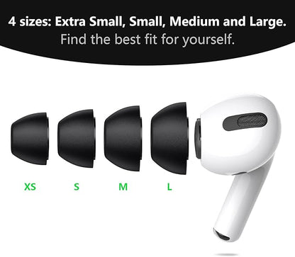 Lanwow Premium Memory Foam Tips for AirPods Pro & AirPods Pro 2nd Generation. No Silicone Eartips Pain. Anti-Slip Eartips. Fit in The Charging Case, Extra Small 3 Pairs (XS, Black)
