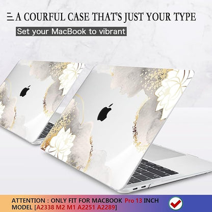 CISSOOK Compatible with MacBook Pro 13 inch Case 2020-2025 Model M1 & M2 A2338 A2251 A2289, Floral Hard Shell Case & Keyboard Cover for MacBook Pro 13 with Touch Bar, Charming Painting