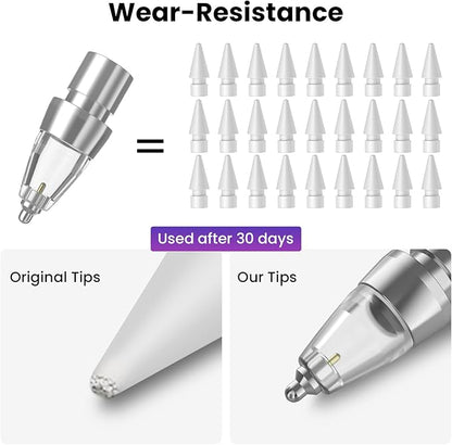 Delidigi 4 Packs Replacement Tips Compatible with Apple Pencil Pro/2nd Generation/1st Gen/USB-C, Metal Body Precise Control Pen Like iPencil Tips Nibs