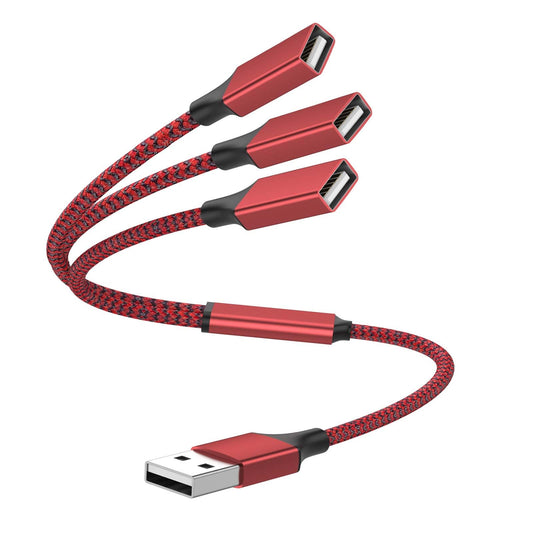 POHFP 3.3FT USB A Male to 3 Female Extension Cable, Silver