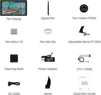 HUION Kamvas 24 QHD Drawing Tablet with Screen, 2.5K Graphics Art Tablet, 23.8inch Drawing Monitor USB-C Connection for Artist, Work with Mac, Windows, Linux, Android