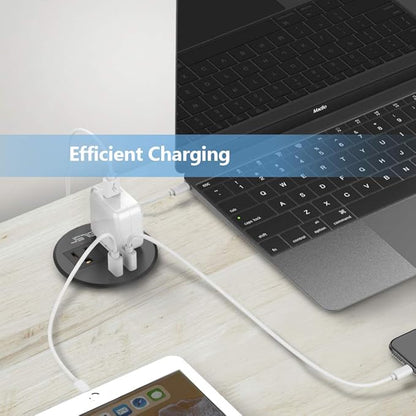 Desktop Power Grommet JSVER Mini Desktop Power Strip Hide Recessed Power Grommet Socket with 2 AC Outlets and 2 USB Charging Ports,Cable for a 3-1/8 Inch Desk Hole for Kitchen Table/Conference Room