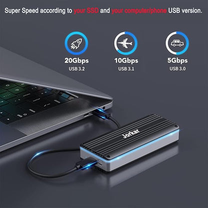 External SSD Enclosure USB-C 3.2 for 12+16 Pin MacBook SSD, Hard Drive Reader for A1466 A1465 A1502 A1398 SSD Mac Air/Pro mid 2013-2017, Portable Aluminum SSD Case with Indicator