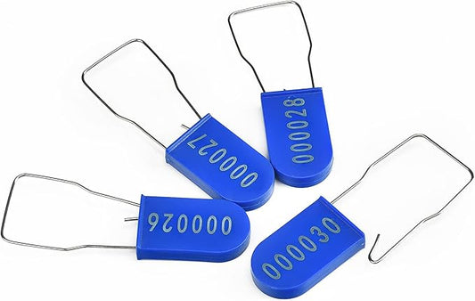 LeadSeals 500PCS Plastic Padlock Security Seals Metal Wire Padlocks Electric Meter Lockout Tags Disposable Anti-Tamper Lock Numbered Anti Tamper Tags Blue