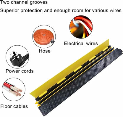 YONSHENG Rubber Cable Ramp Cord Cover Cable Protector Ramps Wire Hose Protective 2 Channel 22000Lbs Load Capacity Traffic Speed Bump for Asphalt Concrete Gravel Driveway Indoor Outdoor, 5 Pack