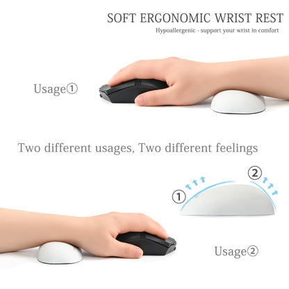 UnivoColors Design-Wave Wrist Rest, Artificial Sheepskin+Memory Foam+Ergonomic+Anti-Slip Gel, Resilience Support During Work and Gaming,Mouse Accessory,White