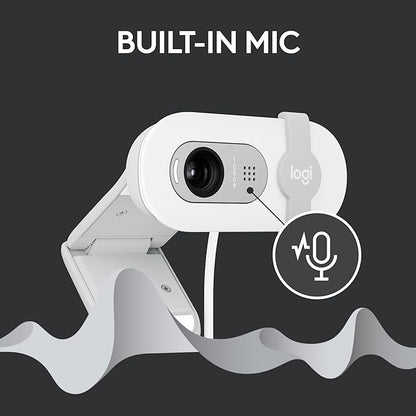 Logitech Brio 100 Full HD 1080p Webcam for Meetings, Streaming, Desktop, Laptop, PC - Built-in Mic, Shutter, USB-A, Teams, Zoom - Off-White