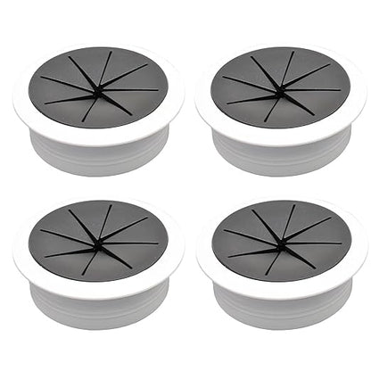 Desk Grommet 2" (50 mm), Desk Hole Cover for Cables White and Black, Cable Grommet ABS Plastic, Desk Hole Grommet for Office and Home Table Cable, Flexible Cable Cord Organizer-4 Pcs
