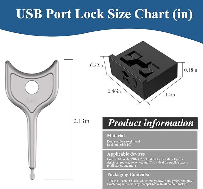105 PCS USB Port Blockers with 10 Locks for PC, Laptop Removable Type-A Data Protection,Dust & Moisture Resistant Shield（Mixed Colors Packs Svailable for Port Sorting）