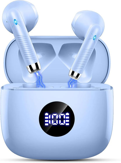Jxrev Wireless Earbuds Bluetooth 5.4 Headphones Noise Cancelling, Bluetooth Earbuds with Dynamic Drivers Stereo, Earphones Wireless, 40H Playtime and LED Power Display, in Ear Buds for Android iOS