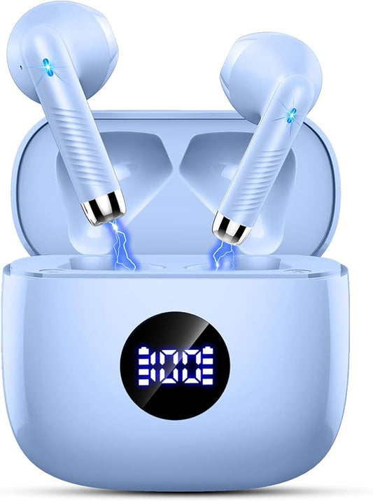 Jxrev Wireless Earbuds Bluetooth 5.4 Headphones Noise Cancelling, Bluetooth Earbuds with Dynamic Drivers Stereo, Earphones Wireless, 40H Playtime and LED Power Display, in Ear Buds for Android iOS