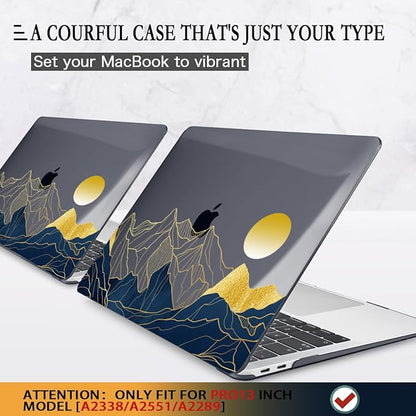 CISSOOK Compatible with MacBook Pro 13 inch Case M2 2025-2020 Release A2338 M2 M1 A2251 A2289, Plastic Hard Shell & Keyboard Cover for Pro 13 inch M2 with Touch Bar, Mountain & Raised Sun