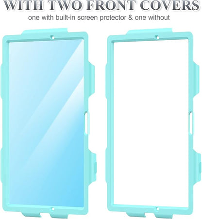 SEYMAC stock Case for Samsung Galaxy Tab A8 10.5'', Full-Body Drop Protection Case with Screen Protector Pencil Holder [360° Rotating Hand Strap] &Stand, SkyBlue+Black