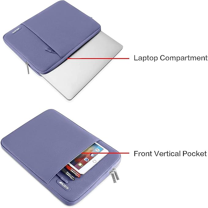 MOSISO Laptop Case 13 inch, 13 inch Laptop Sleeve Compatible with MacBook Air M4 M3 M2 M1 2025-2018 / Pro M2 M1 2025-2016, Polyester Vertical Computer Sleeve Bag with Pocket, Lavender Gray