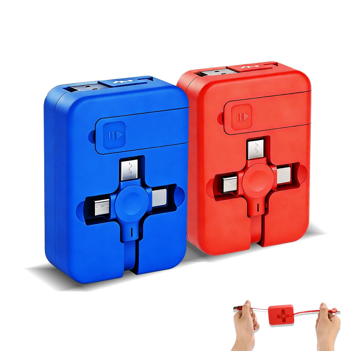 2 Pack 3 in 1 Charging Cable Retractable, USB Multi Charging cables
