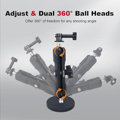 Magnetic Camera Mount for Action Camera, 12 Strong Magnet Base with 360 Rotation Ball Head- Quick Car Holder Attachment for DJl Action 5 Pro 4 Osm0 Pocket 3 GoPrO Max her0 13 12 lnsta36o X5 X4,JC030