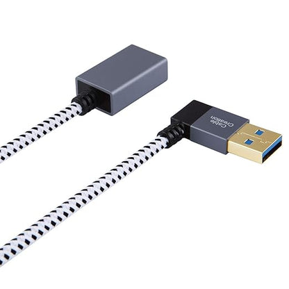 CableCreation Short USB 3.0 Extension Cable 1FT, Left Angle USB Male to Female Extender Cord, 90 Degree USB 3.0 for VR, PlayStation, Xbox, Keyboard, Space Gray 0.3M